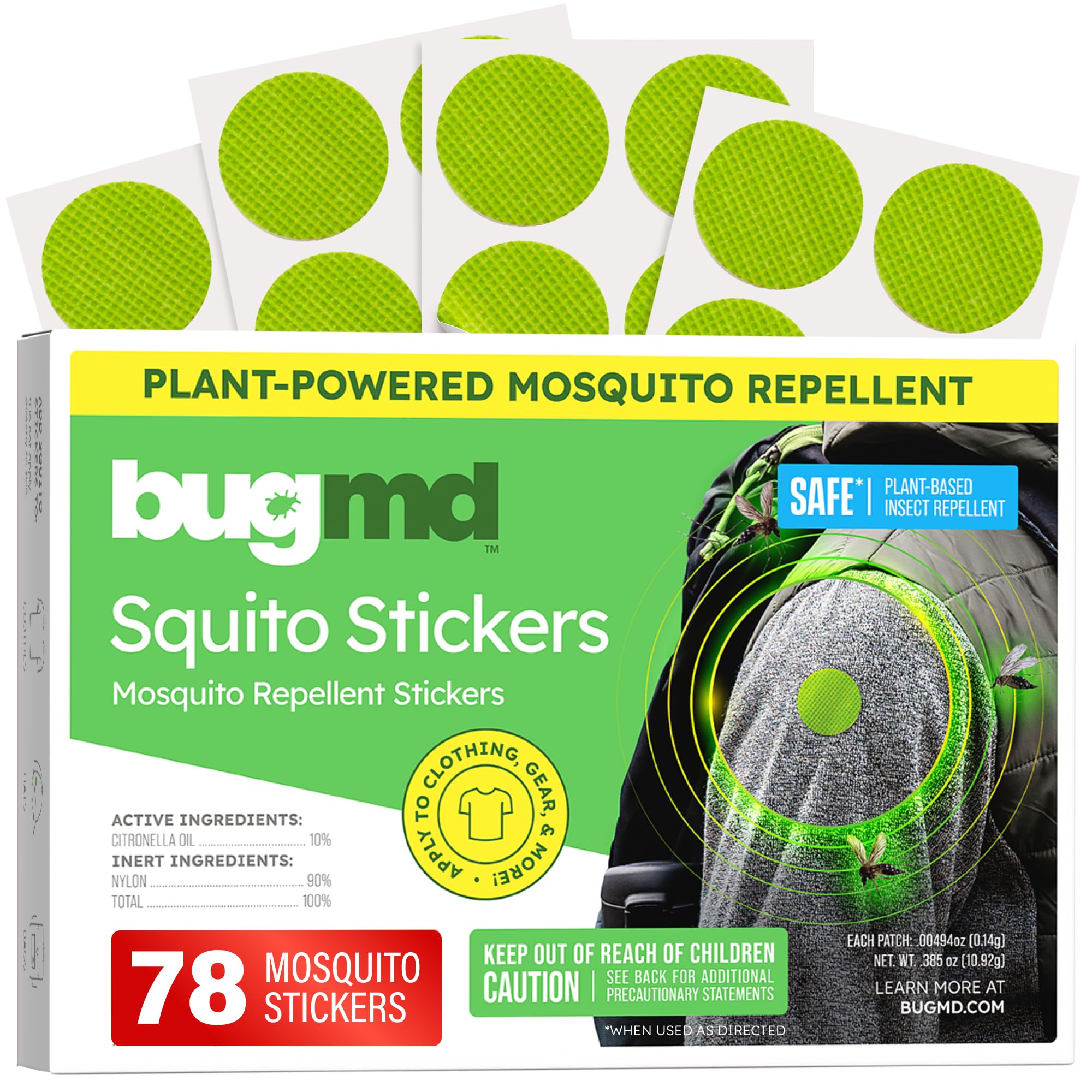 BugMD front packaging showing patch sheet and benefits visibly