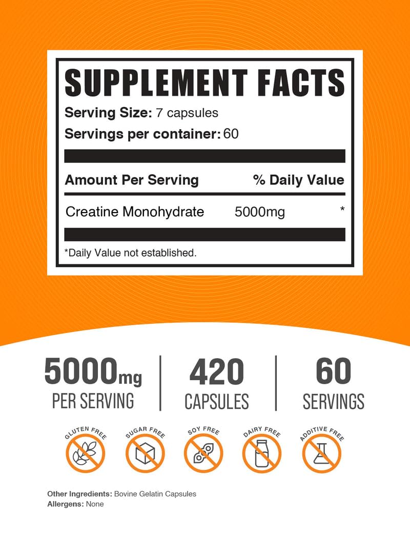 BulkSupplements open bottle with loose creatine capsules highlighting portability