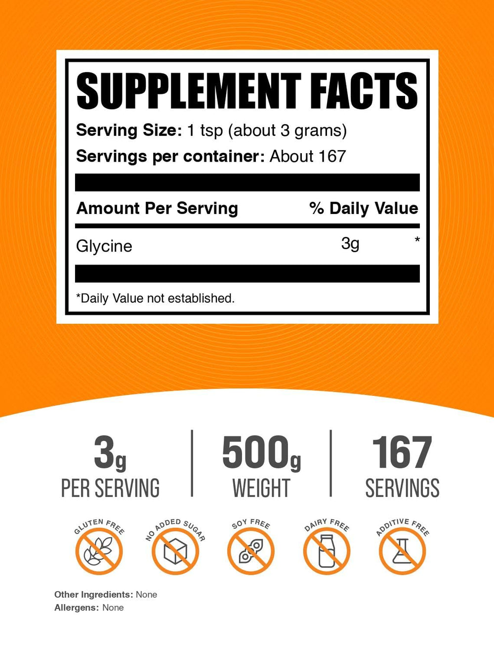BulkSupplements powder close-up texture view highlighting fine, white glycine powder quality