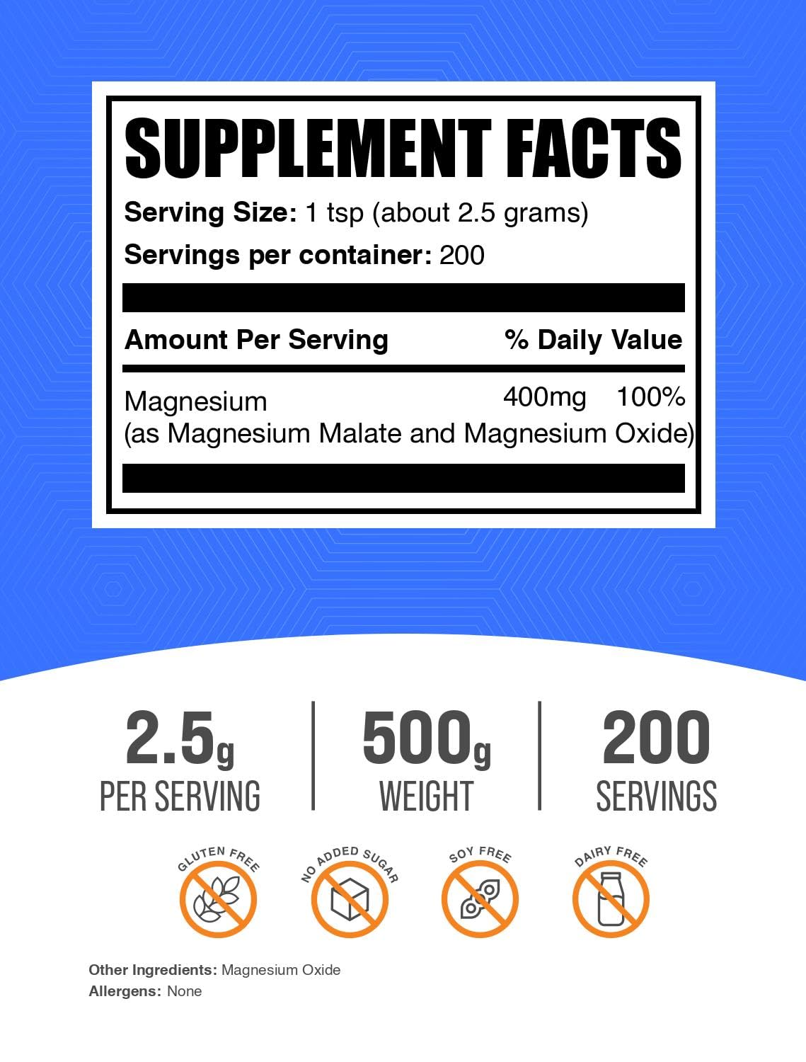 BulkSupplements scoop of magnesium malate showing measured serving for accuracy
