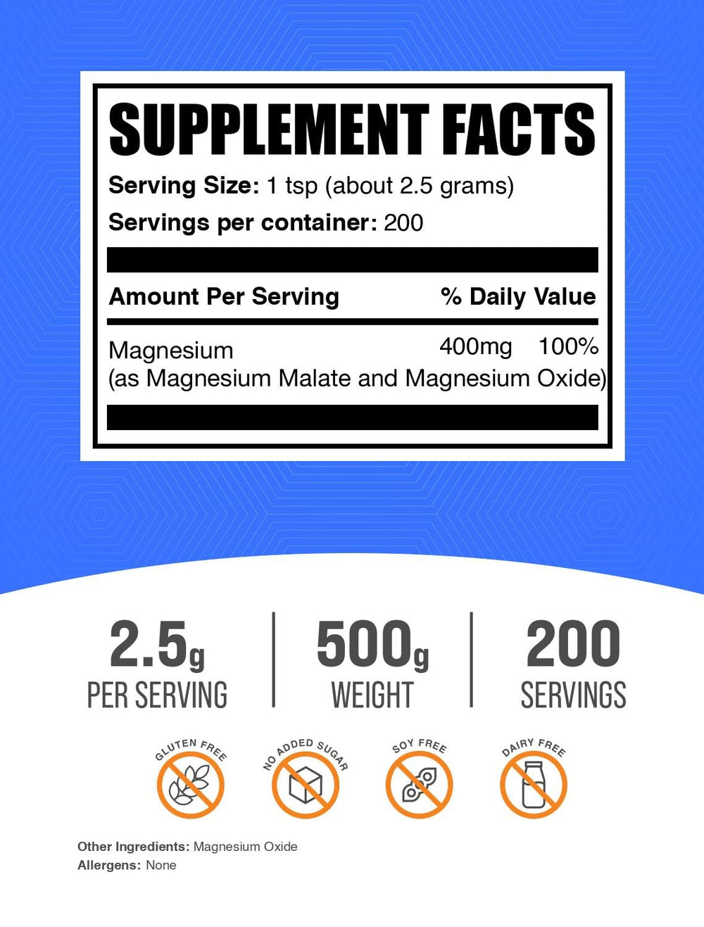 BulkSupplements scoop of magnesium malate showing measured serving for accuracy