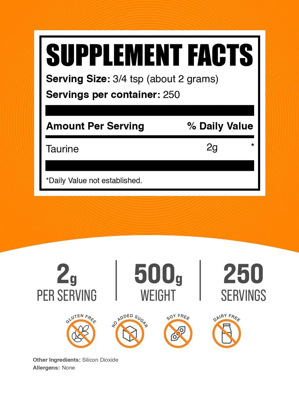 BulkSupplements close-up of taurine powder texture highlighting fine, mixable consistency