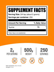 BulkSupplements close-up of taurine powder texture highlighting fine, mixable consistency