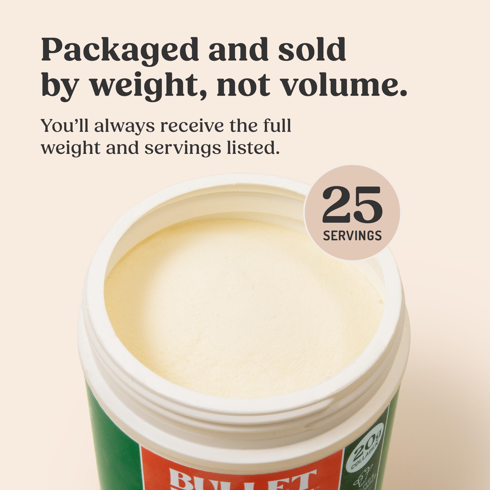 Bulletproof jar label close-up highlighting grass-fed sourcing and purity testing