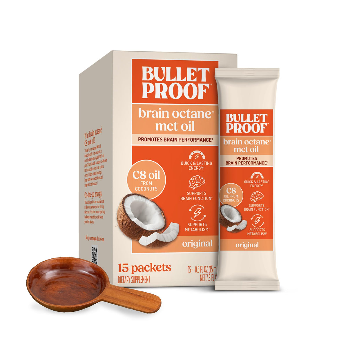 Bulletproof Brain Octane front packet showing branding and single-serve convenience