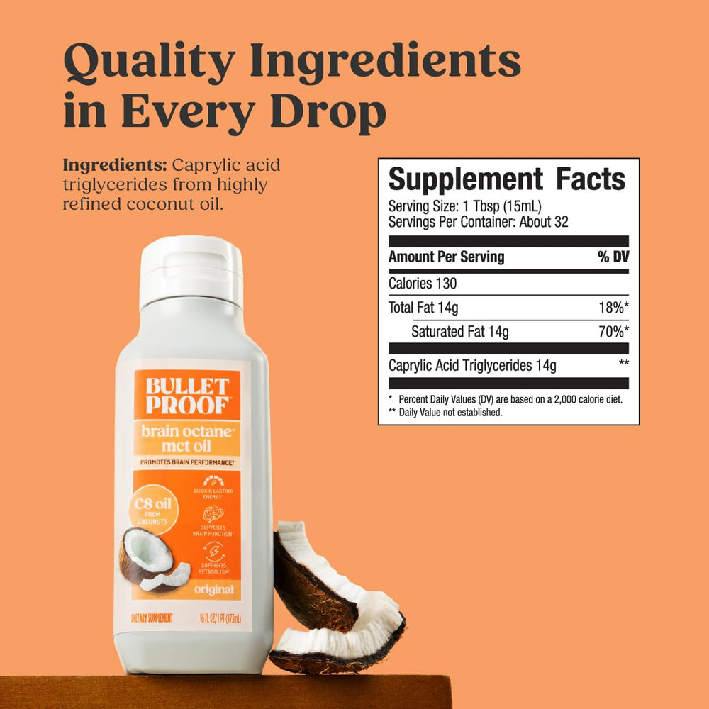 Bulletproof C8 texture on spoon illustrating neutral flavor and easy dosing benefit
