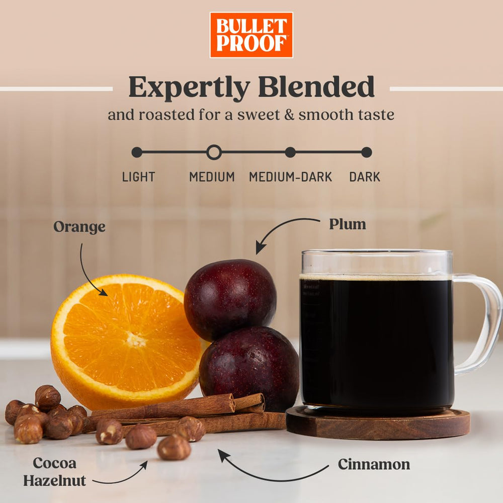 Bulletproof close-up of medium-ground coffee texture, shows consistent grind for brewing