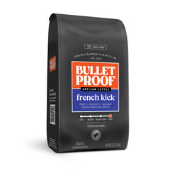 Bulletproof French Kick front packaging showing bold roast and 12 oz benefit
