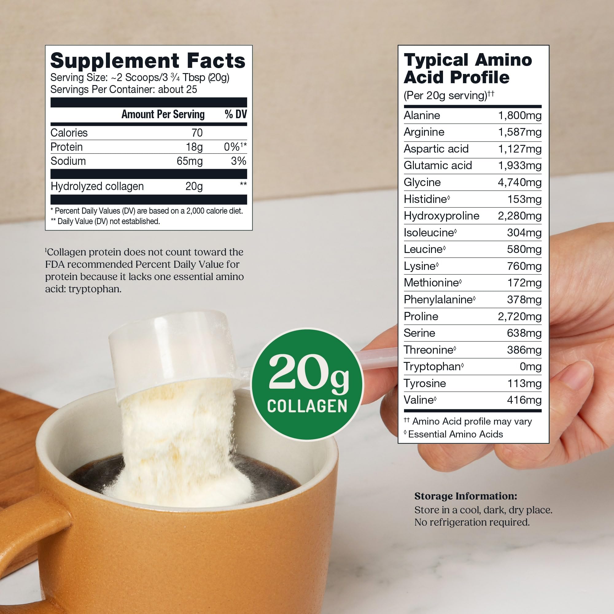 Bulletproof collagen powder texture close-up demonstrating fine, mixable consistency