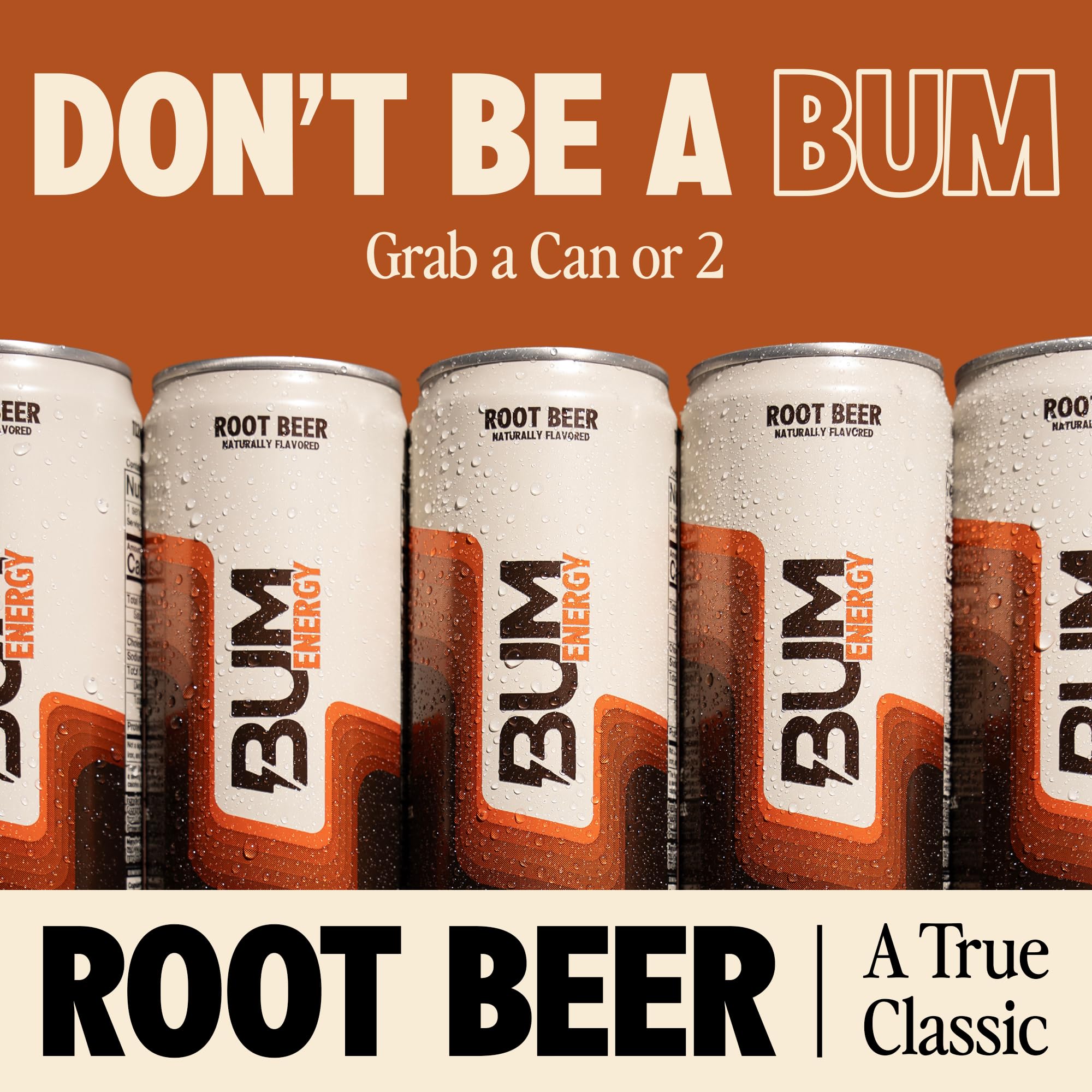 BUM can open with pour showing carbonation and refreshing root beer benefit