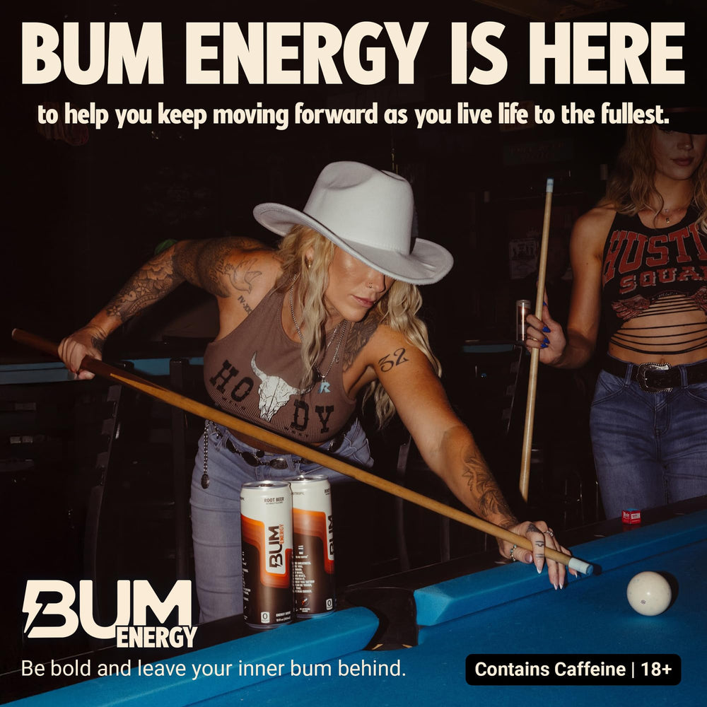 BUM can on desk with laptop showing productivity and sustained focus benefit