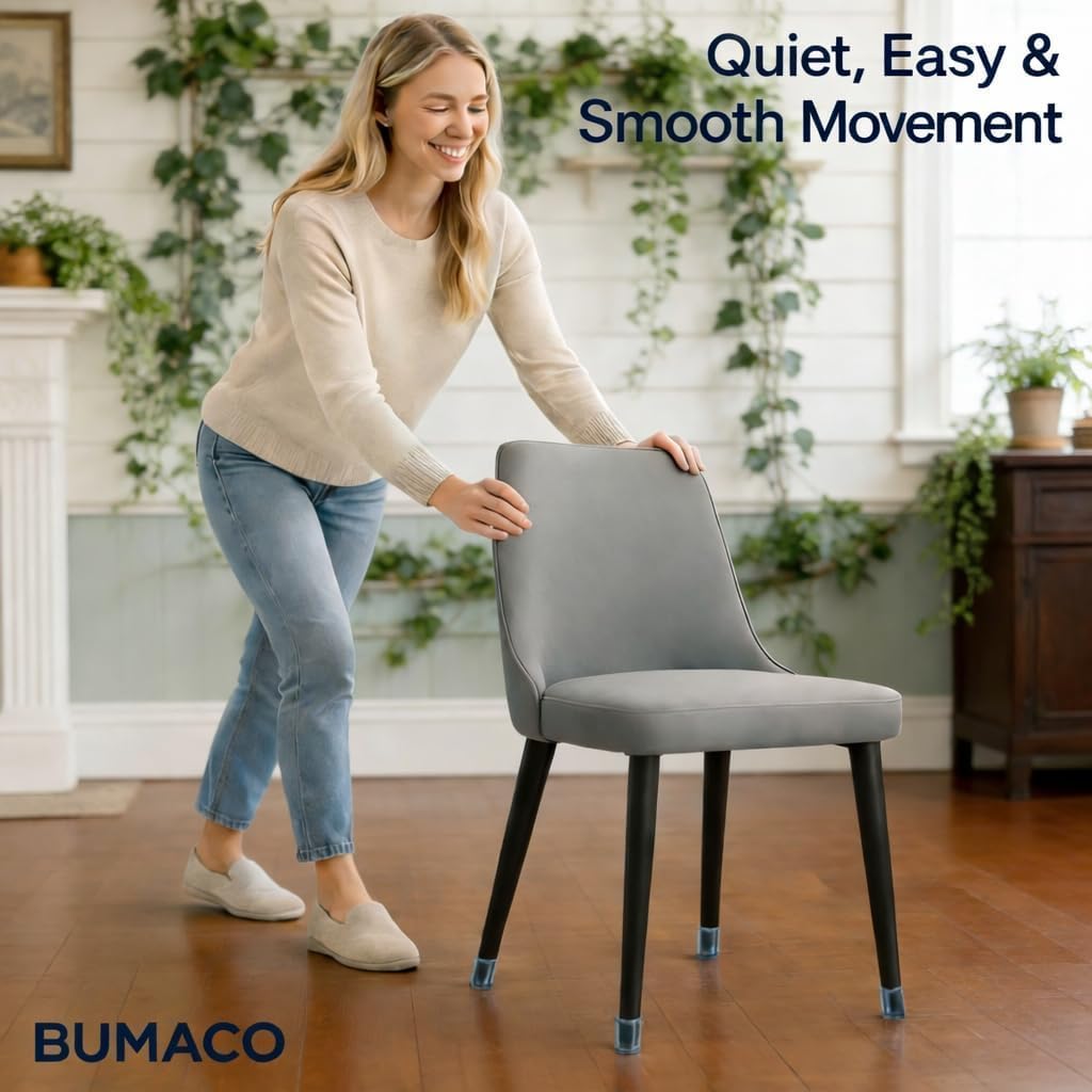 BUMACO dining room lifestyle scene showing neat, protected hardwood floors
