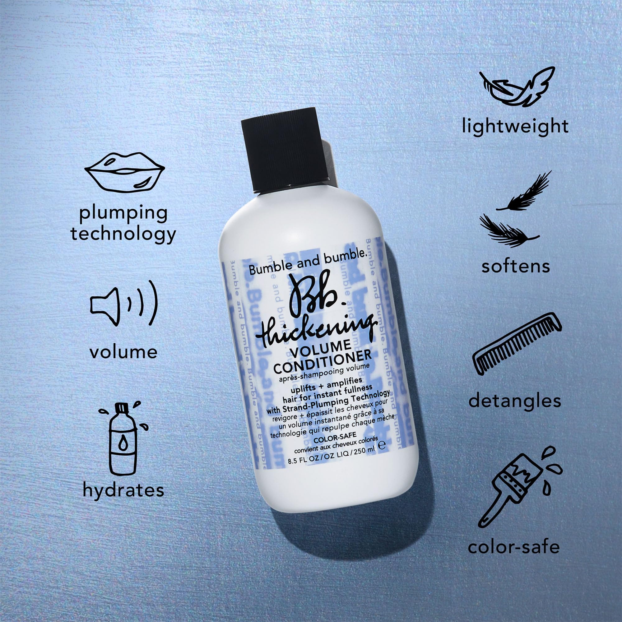 Bumble and bumble on bathroom shelf in lifestyle setting showing everyday benefit