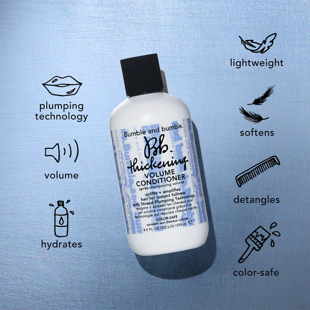 Bumble and bumble on bathroom shelf in lifestyle setting showing everyday benefit