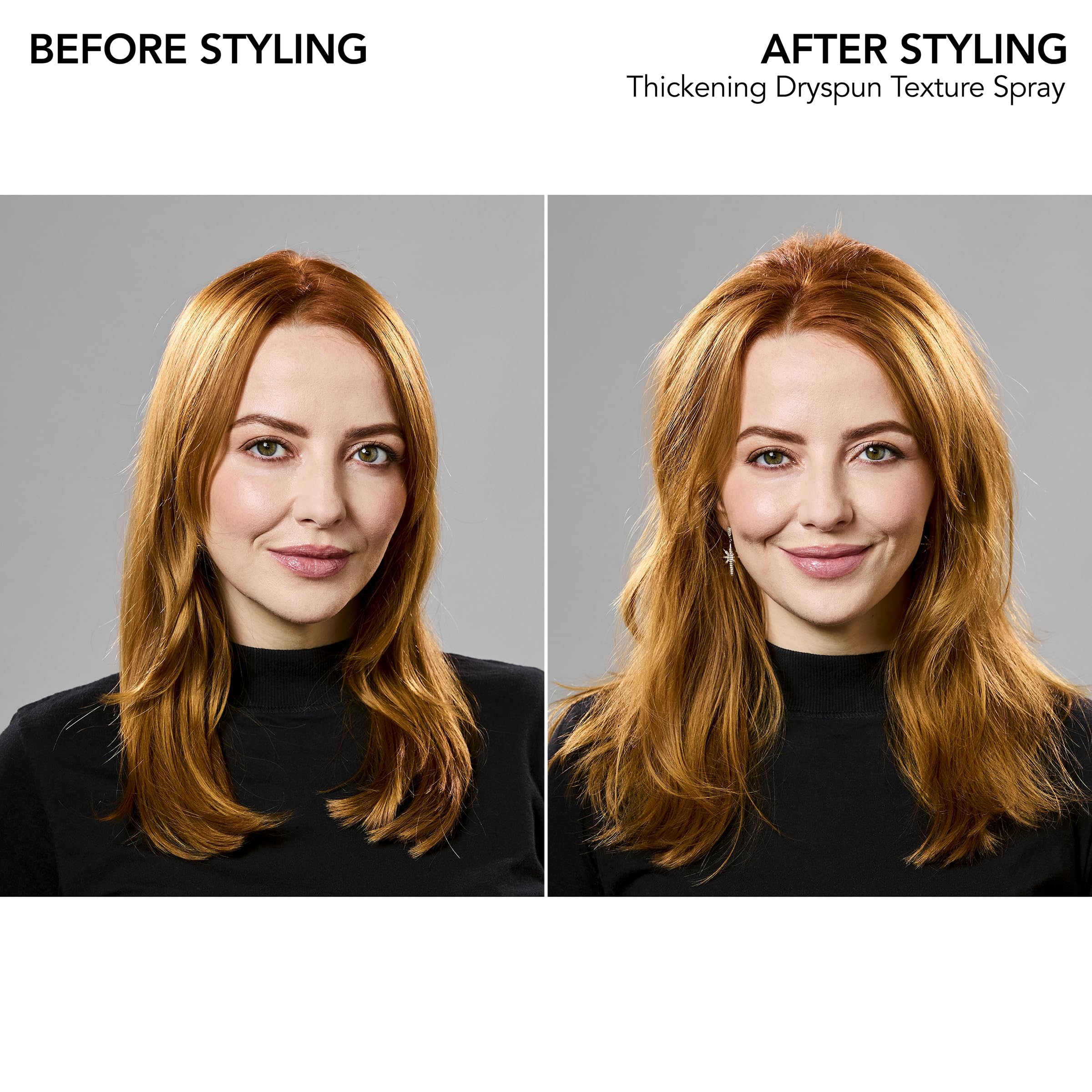 Bumble and bumble spray applied to roots in hand for instant lift