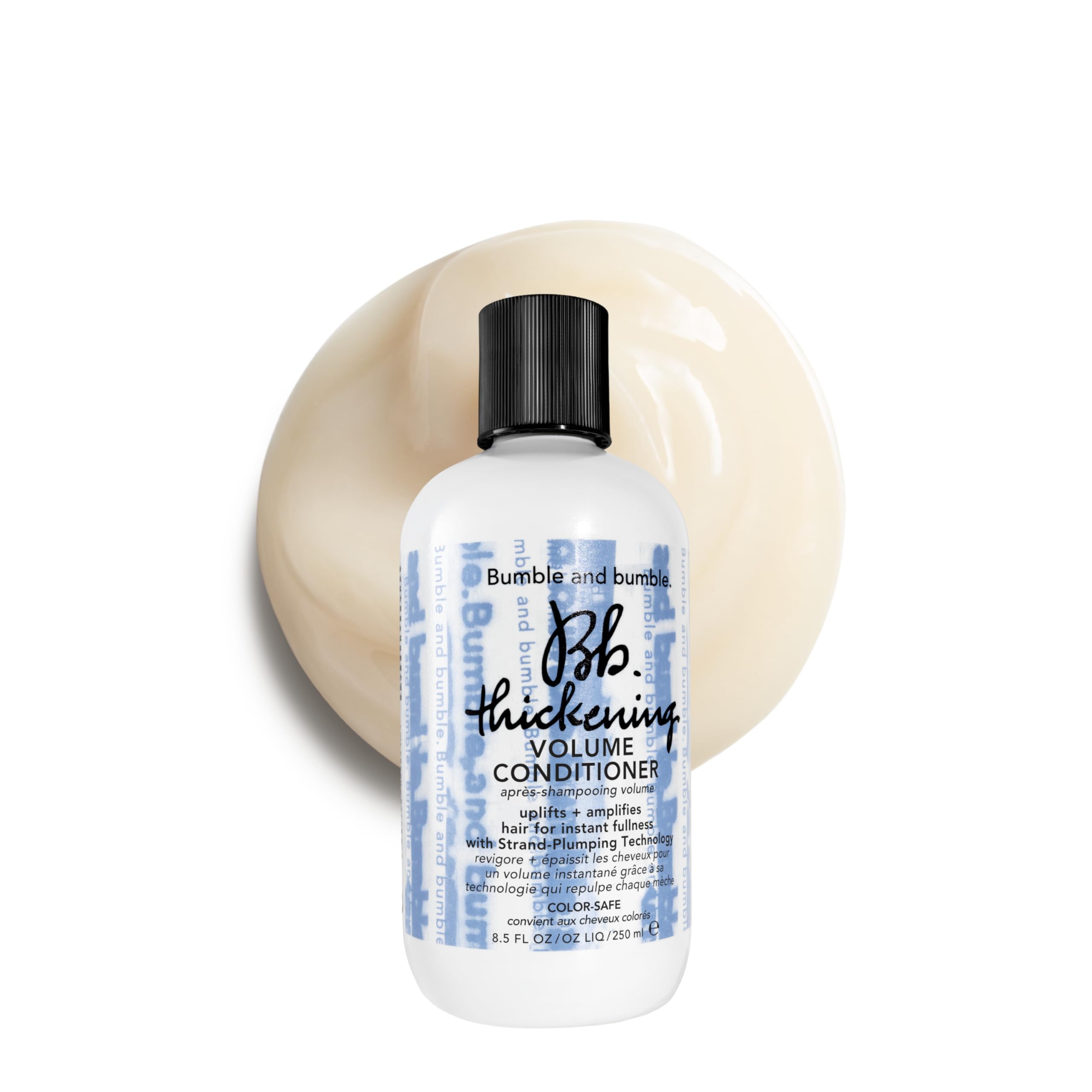 Bumble and bumble front packaging showing sleek bottle and volume benefit