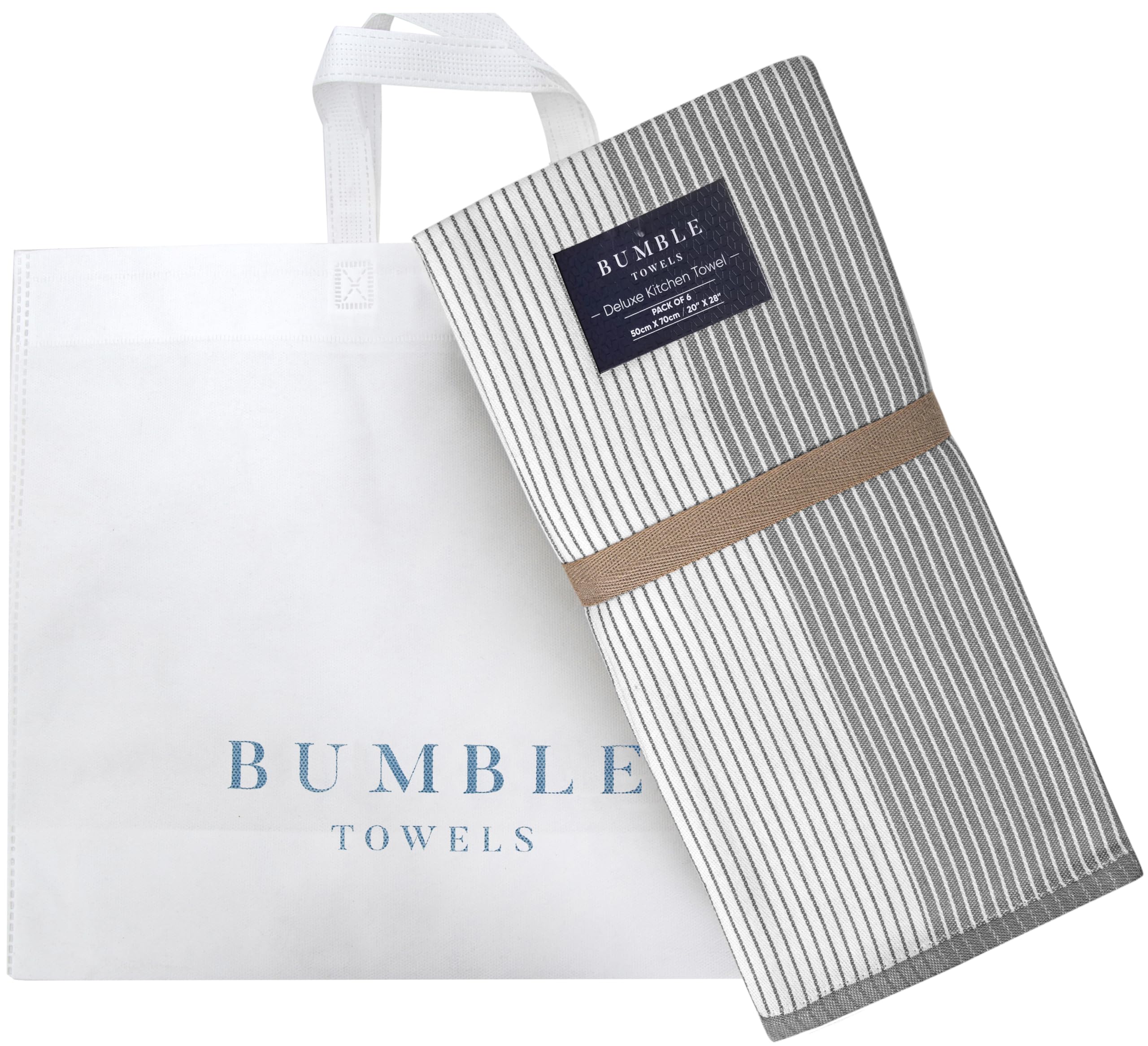 Bumble Towels size comparison with hand showing 20x28-inch scale for full coverage