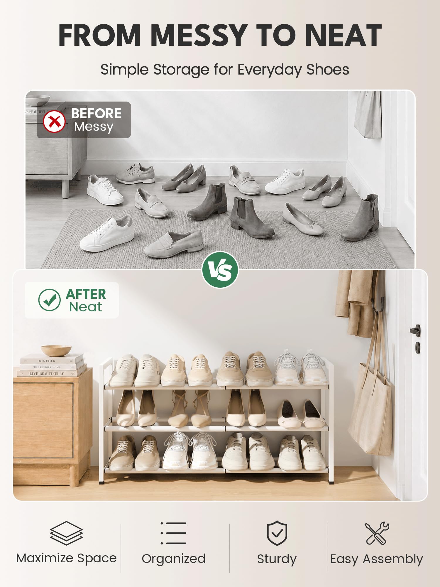 Bumusty in an entryway with daily shoes for quick access and tidy home benefit