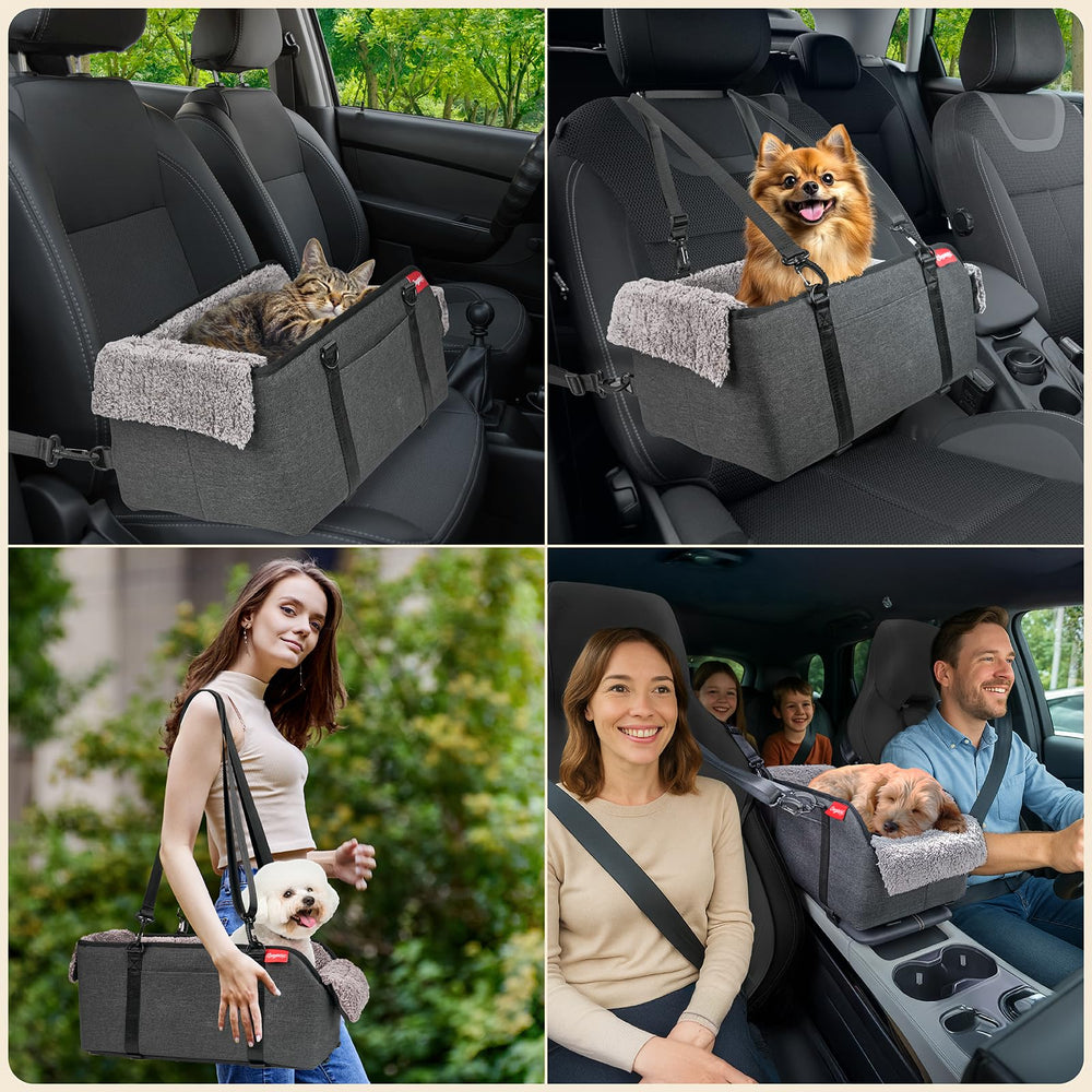BurgeonNest small dog relaxed in seat during car ride for calm travel
