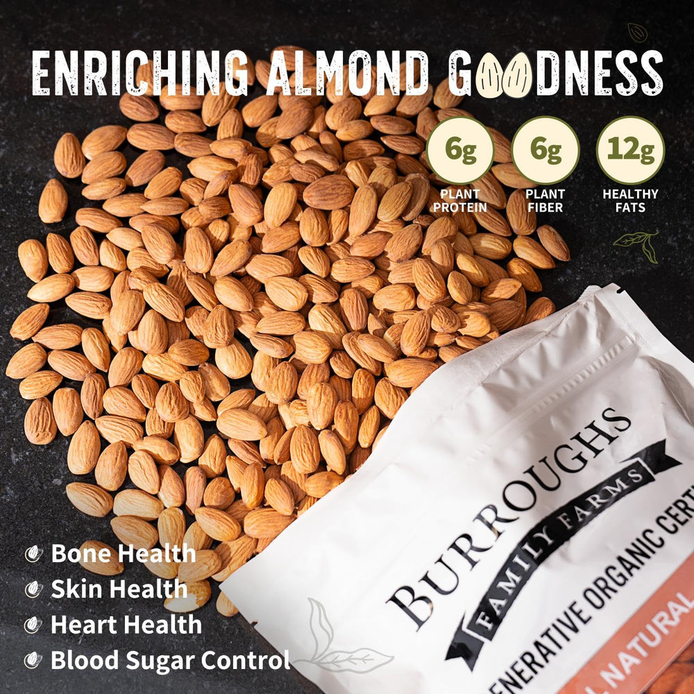 Burroughs Family Farms package label with Regenerative Organic Certified seal, assures regenerative farming