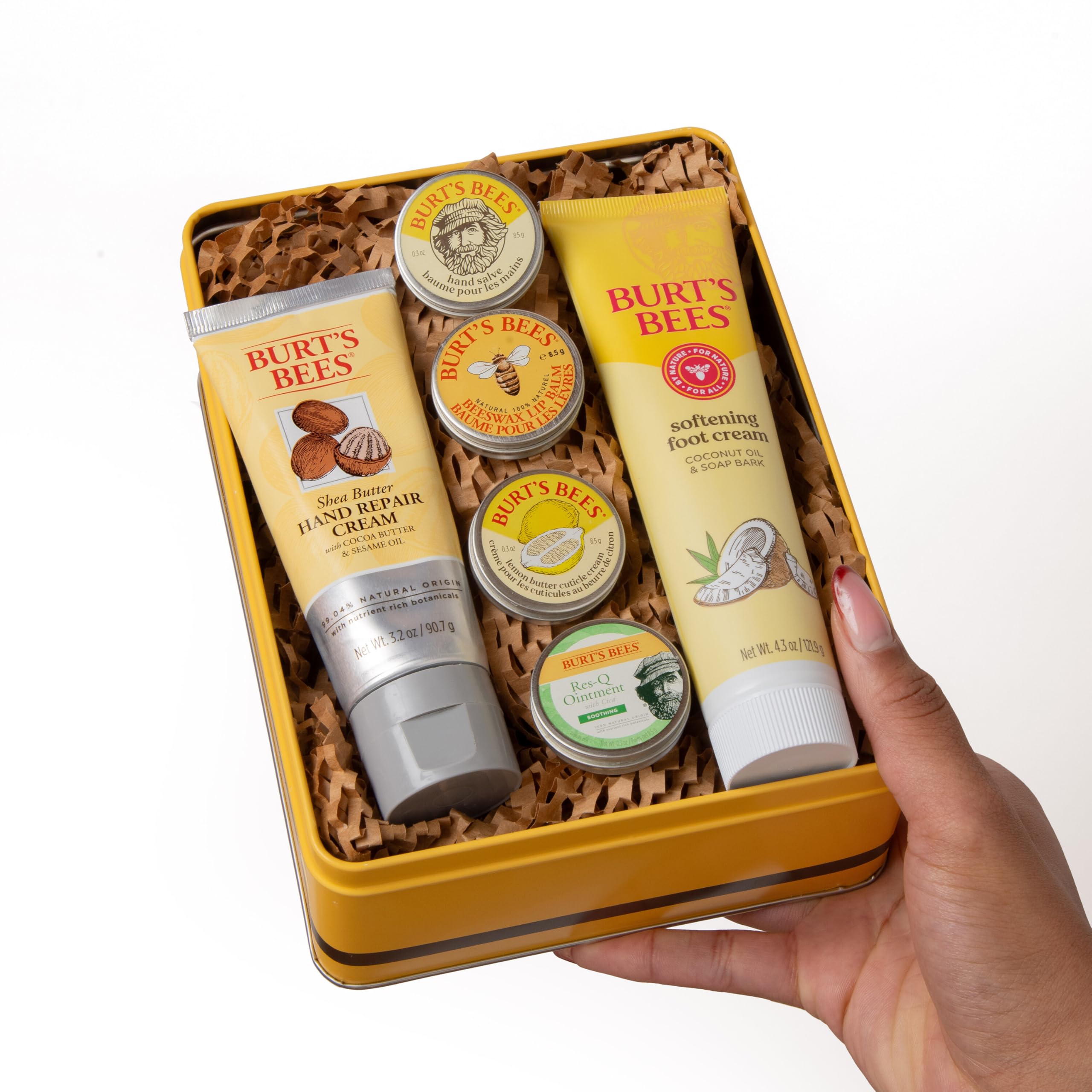 Burt's Bees lemon butter cuticle cream applied to nails to nourish cuticles