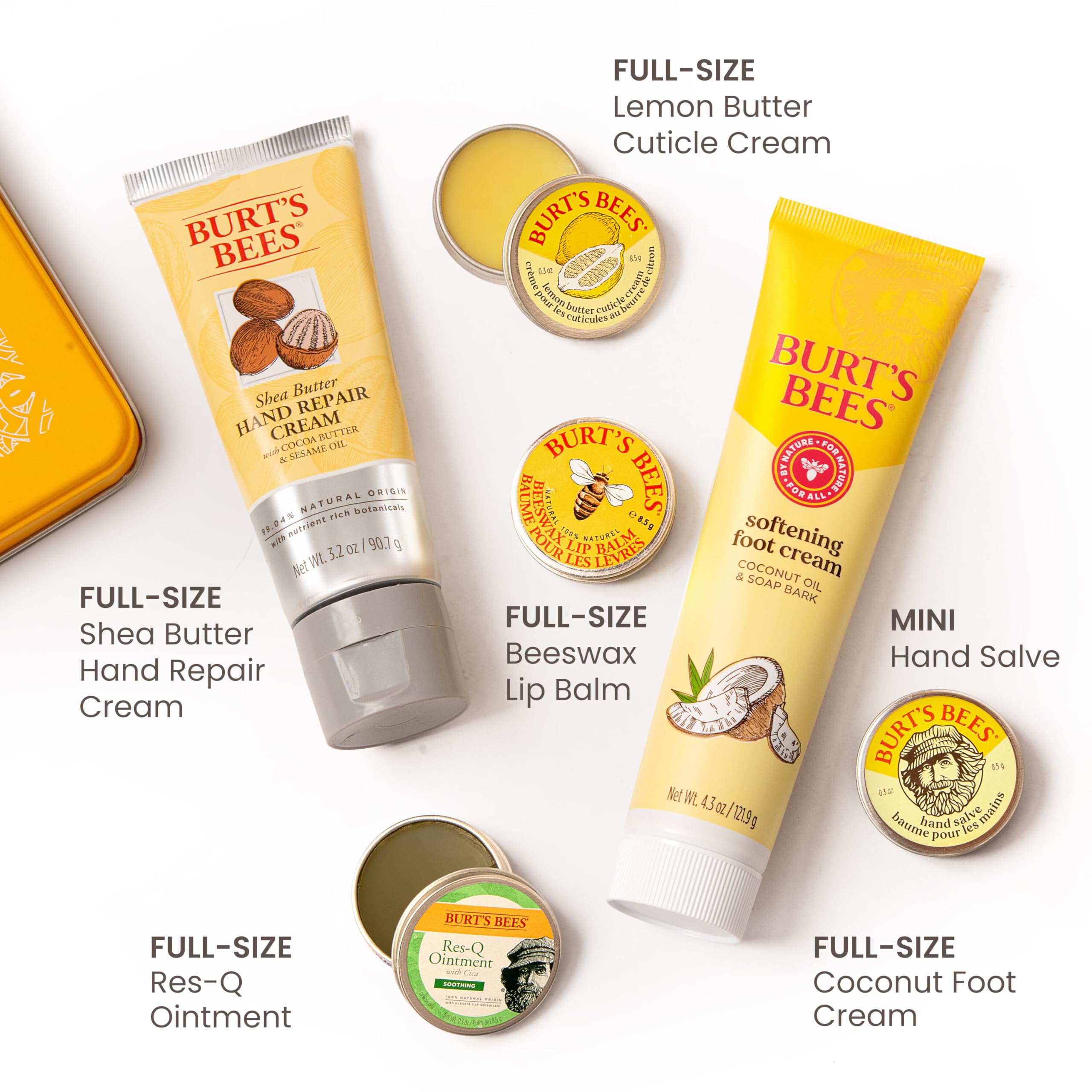 Burt's Bees hand salve texture in jar demonstrating rich nourishment for dry hands