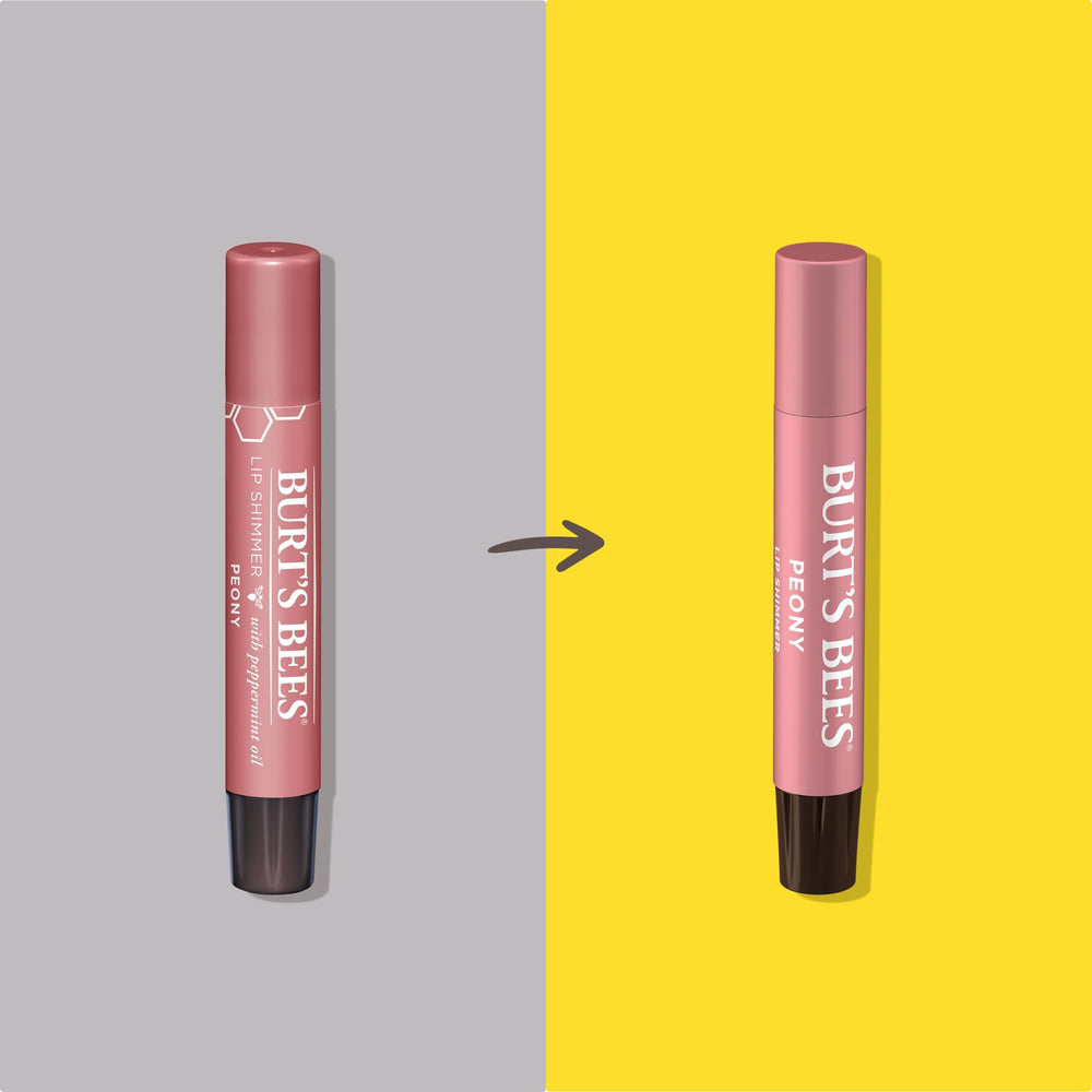 Burt's Bees lip shimmer texture close-up highlighting creamy shimmer and moisturizing finish