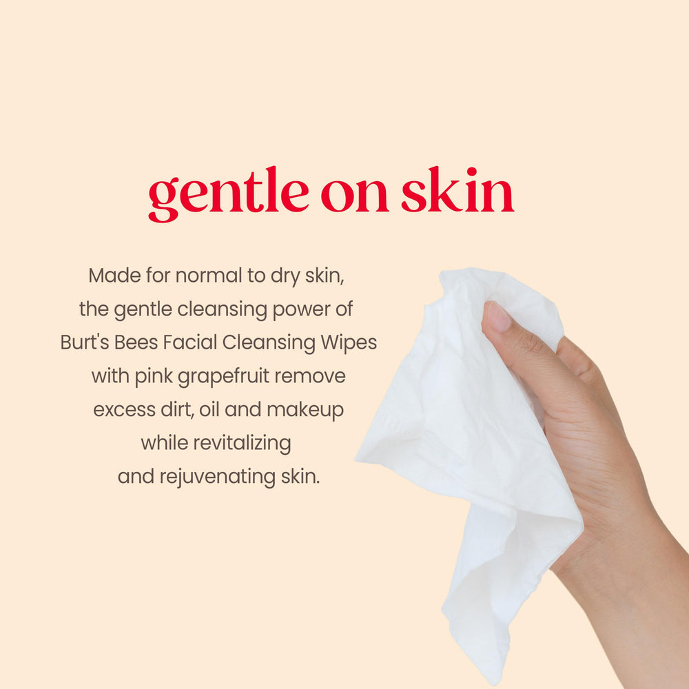 Open pouch dispensing a Burt's Bees wipe for easy single-handed use