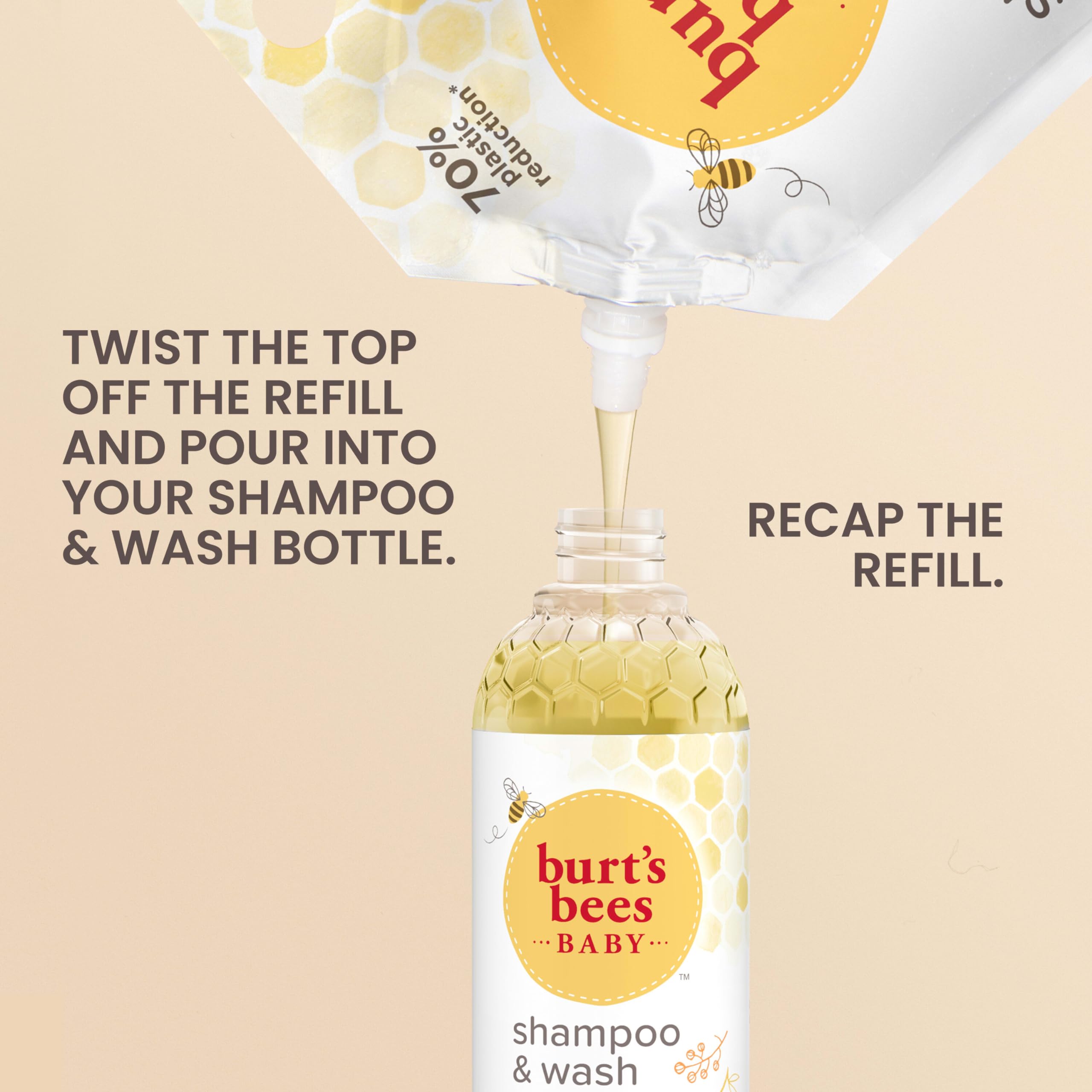 Burt's Bees pouch spout close-up for precise refill and less waste