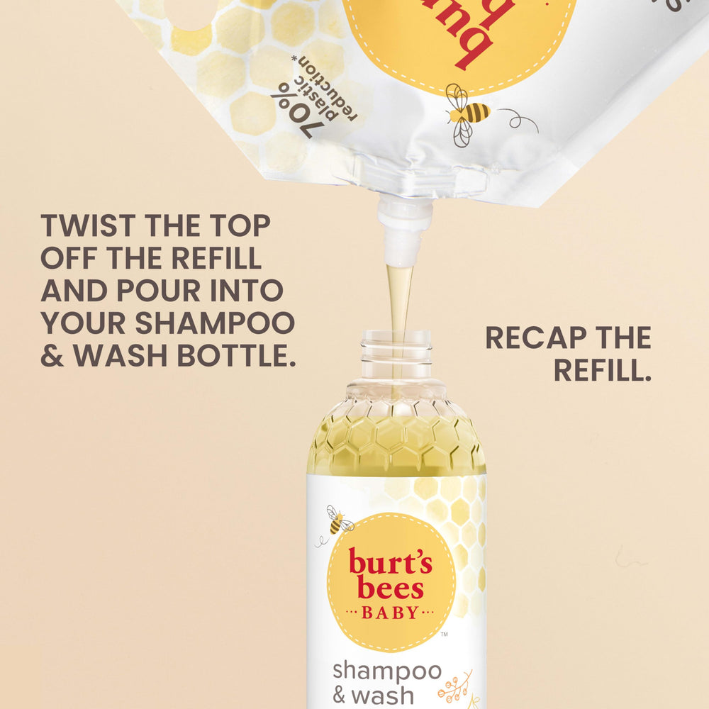 Burt's Bees pouch spout close-up for precise refill and less waste