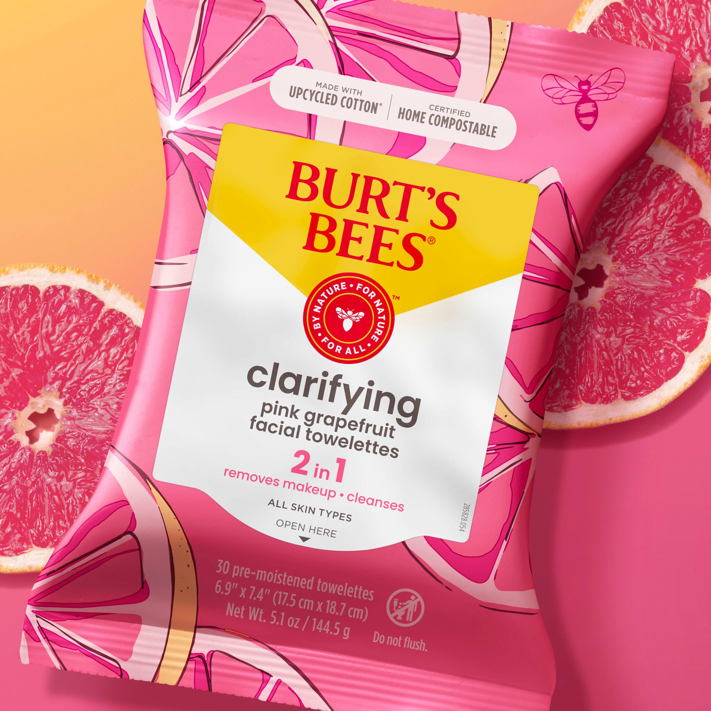 Lifestyle bathroom scene using Burt's Bees wipes for nightly routine