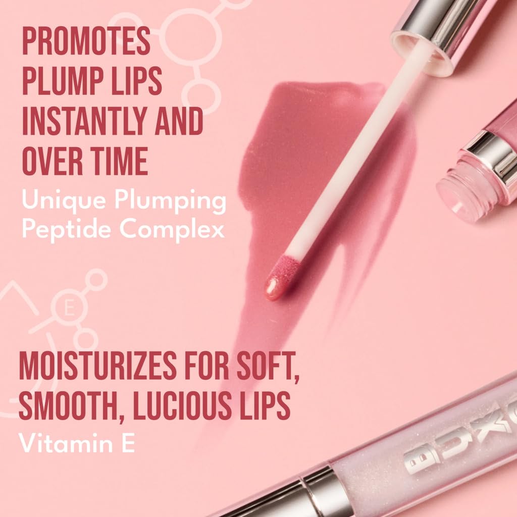 BUXOM Sugar side profile of lips highlighting light-catching glossy dimension