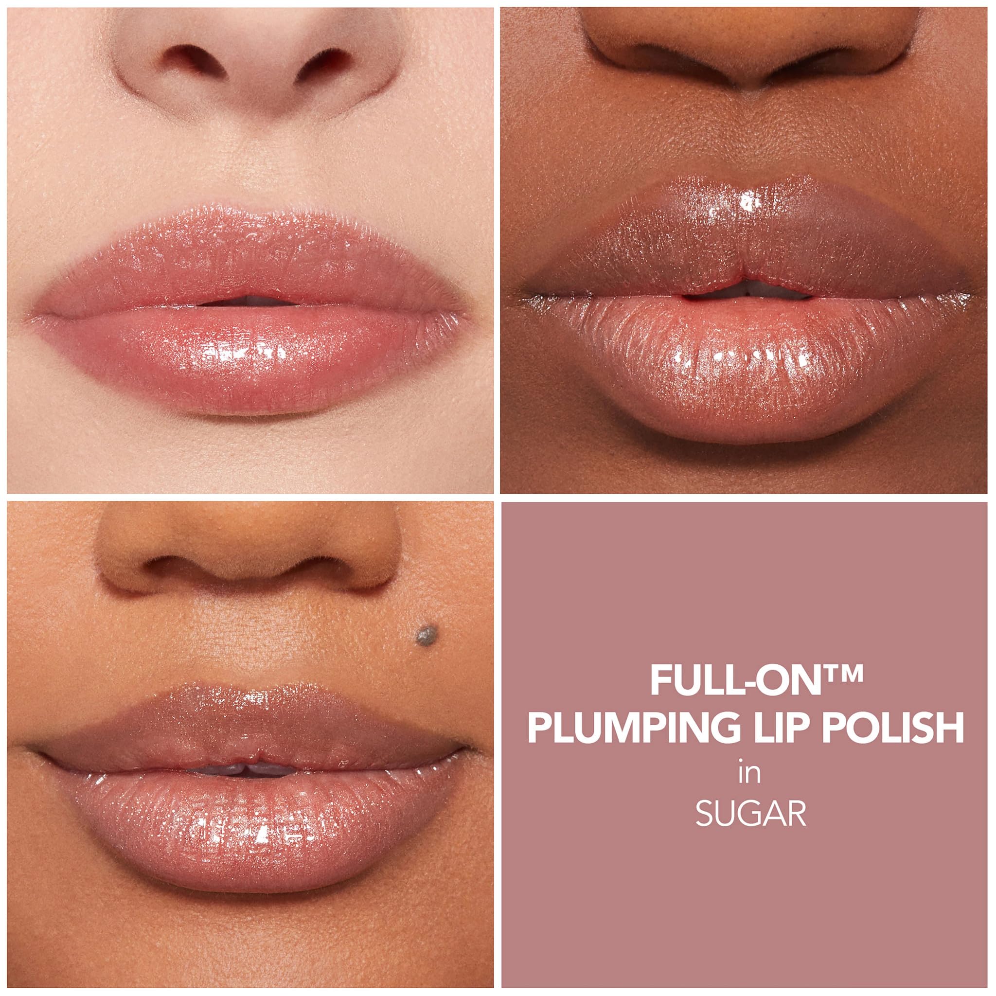 BUXOM Sugar texture close-up revealing pearlescent shimmer and non-sticky finish
