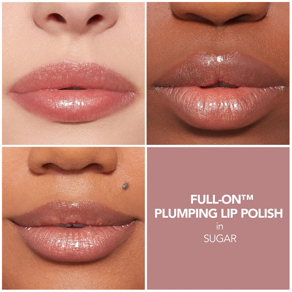 BUXOM Sugar texture close-up revealing pearlescent shimmer and non-sticky finish