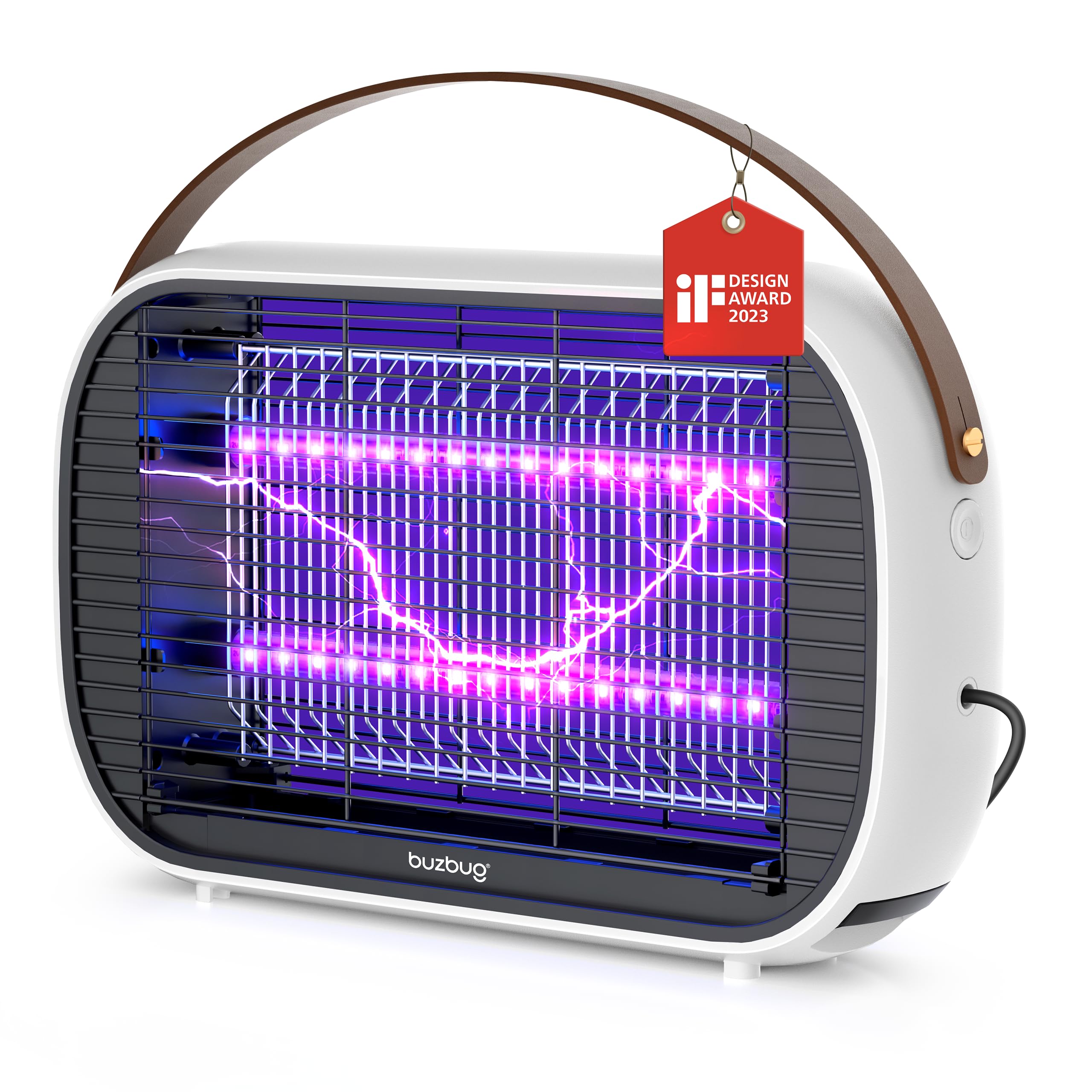 Buzbug front view showing sleek square profile and plug-in convenience