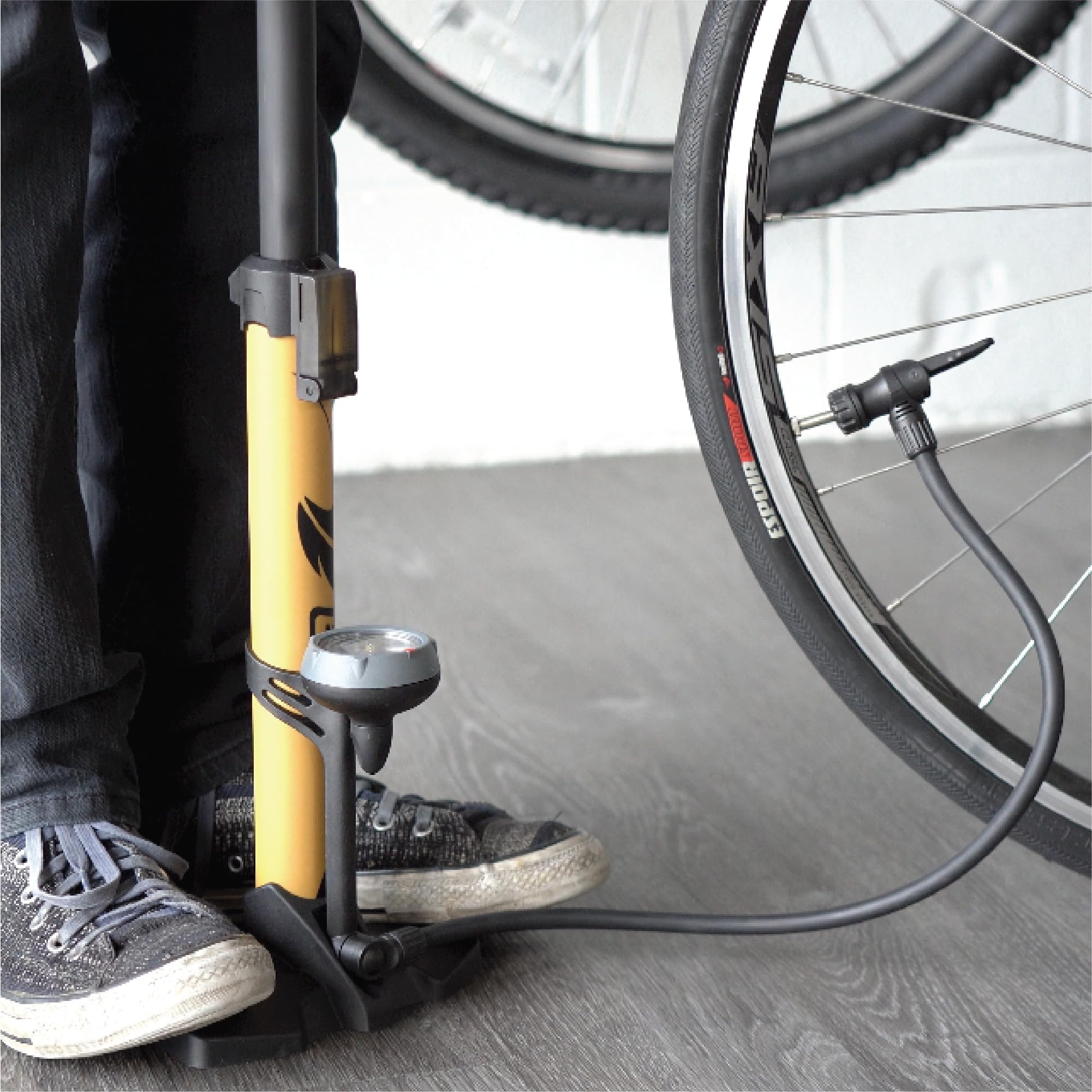 BV pump next to ruler to show 16.25 inch compact size for easy storage