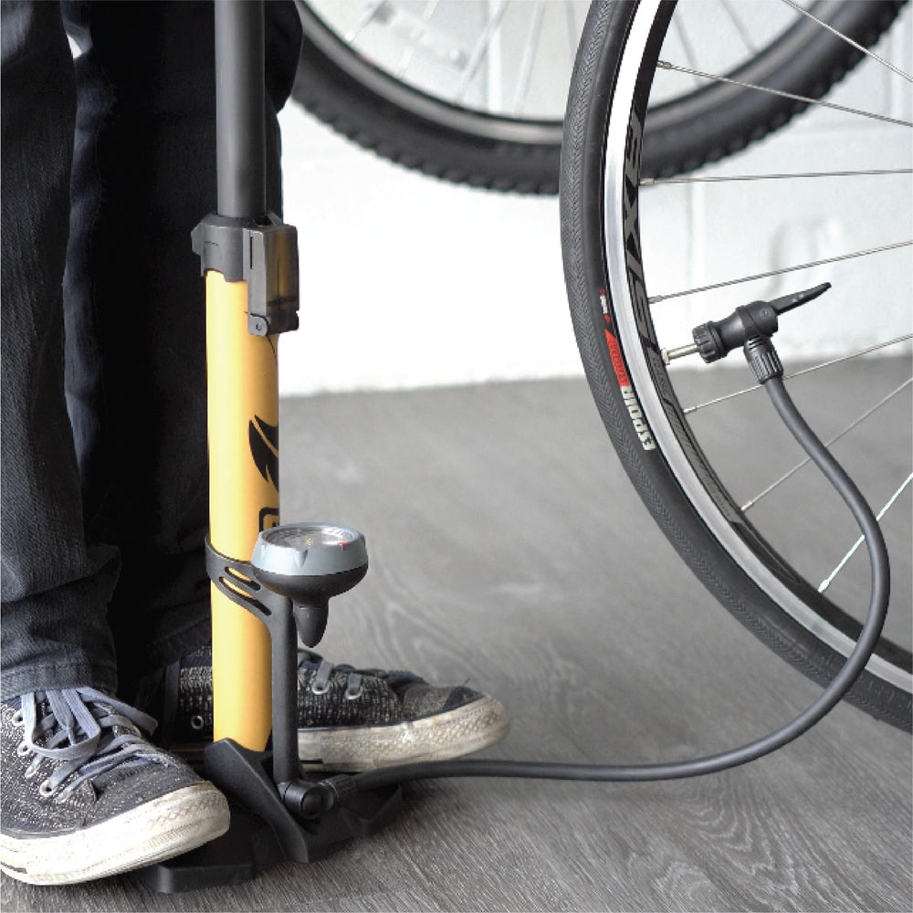 BV pump next to ruler to show 16.25 inch compact size for easy storage