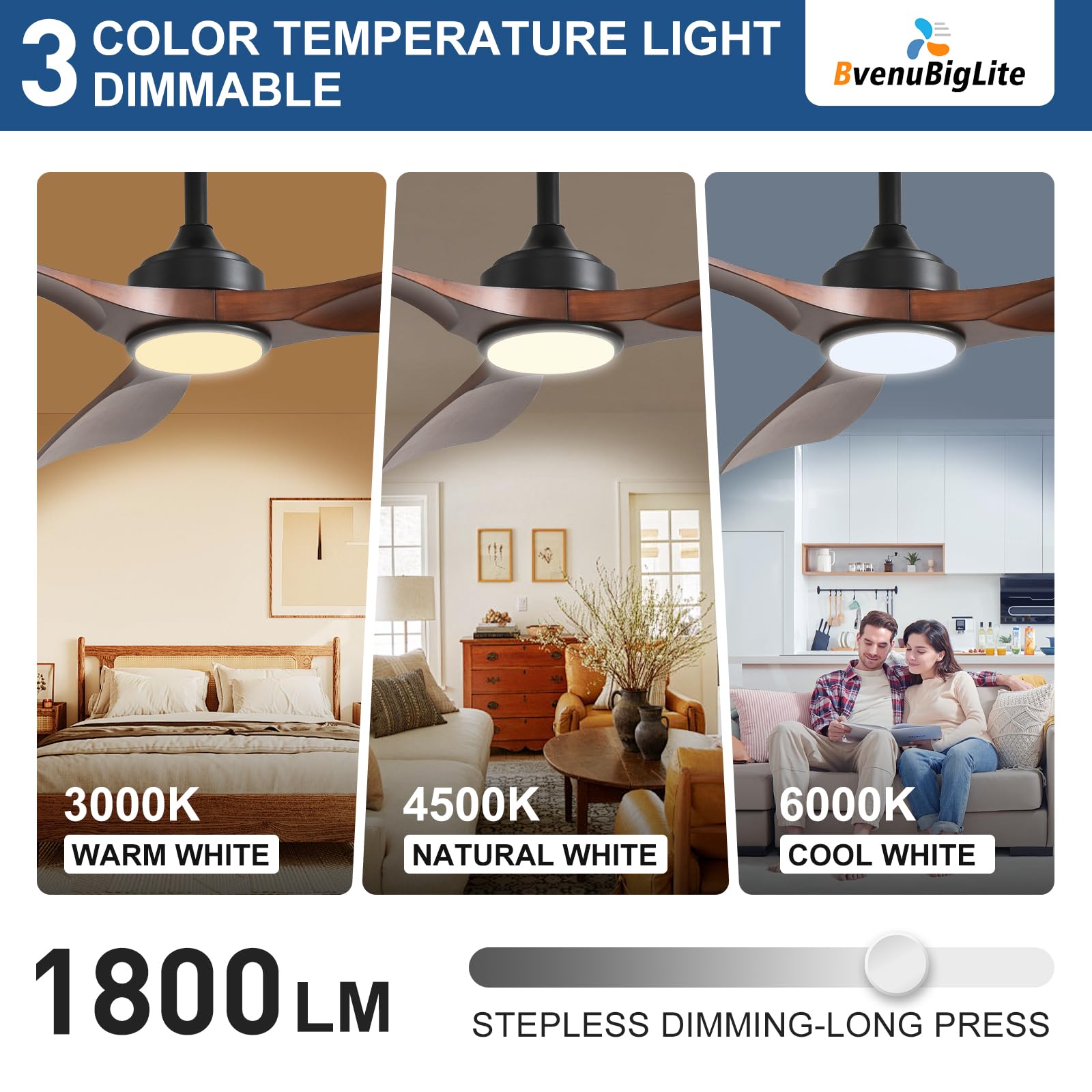 BvenuBigLite remote control and battery showing easy adjustment of speed light and timer convenience