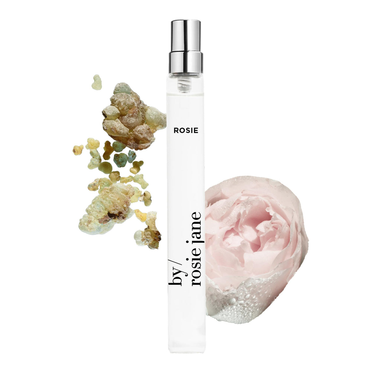 By Rosie Jane travel bottle front view showing compact 10mL design and brand appeal