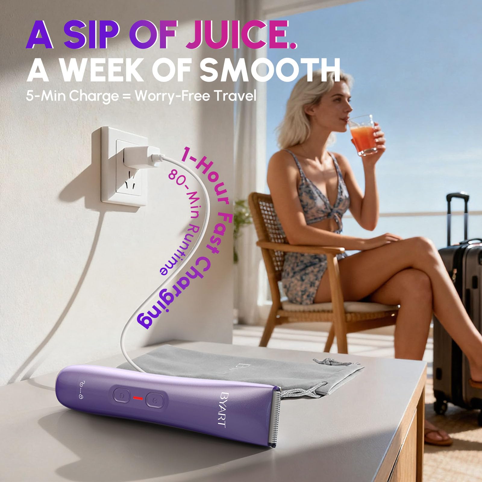 BYART facial trimmer removing upper lip hair with gentle, safe results
