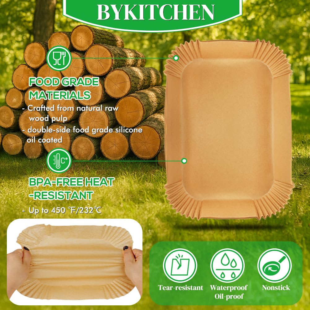 BYKITCHEN liner inside a Ninja dual-basket during cooking for mess-free use