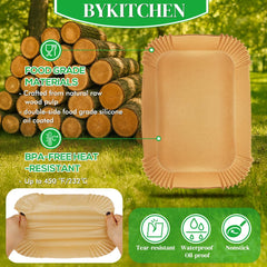 BYKITCHEN liner inside a Ninja dual-basket during cooking for mess-free use