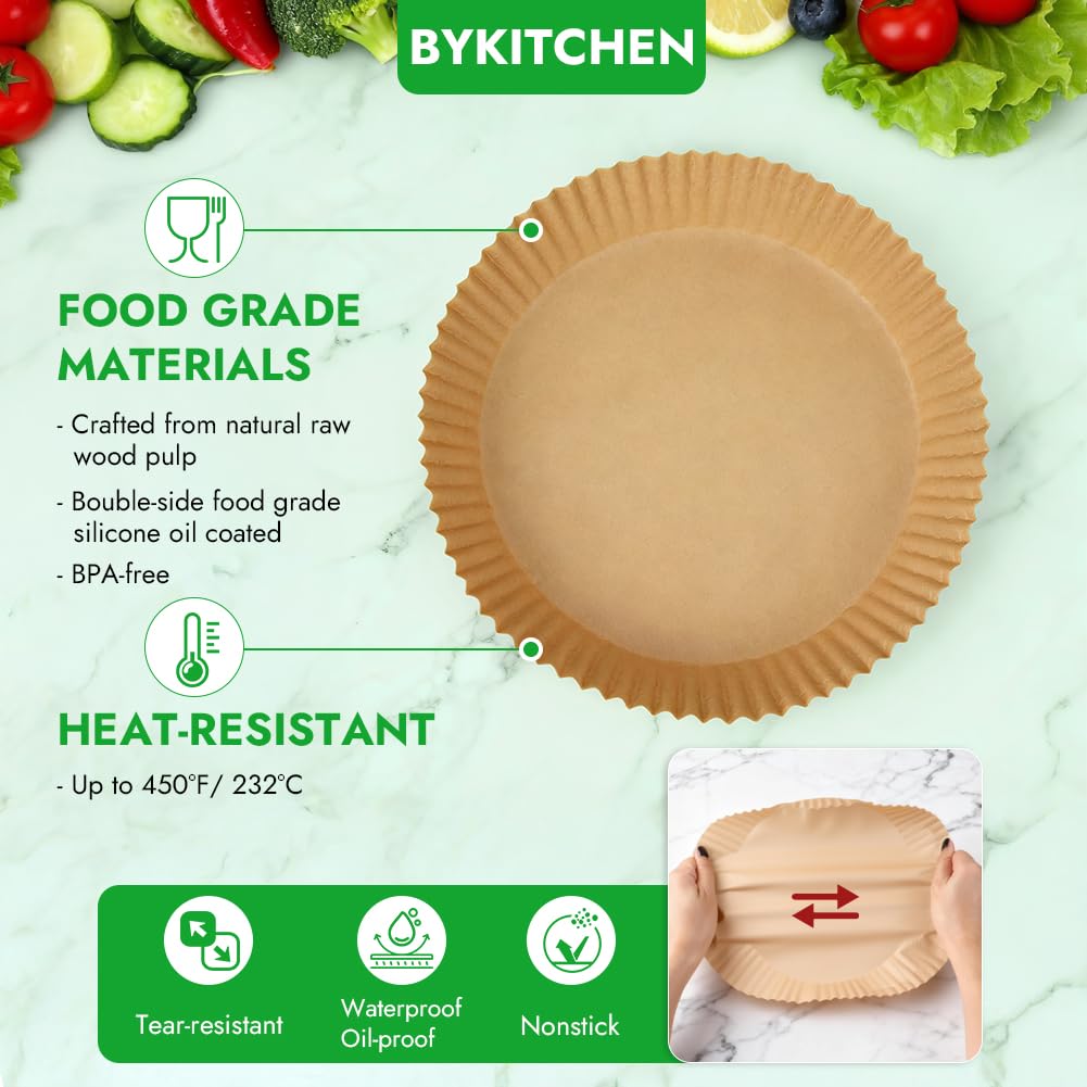 BYKITCHEN liner placed inside airfryer basket demonstrating protection