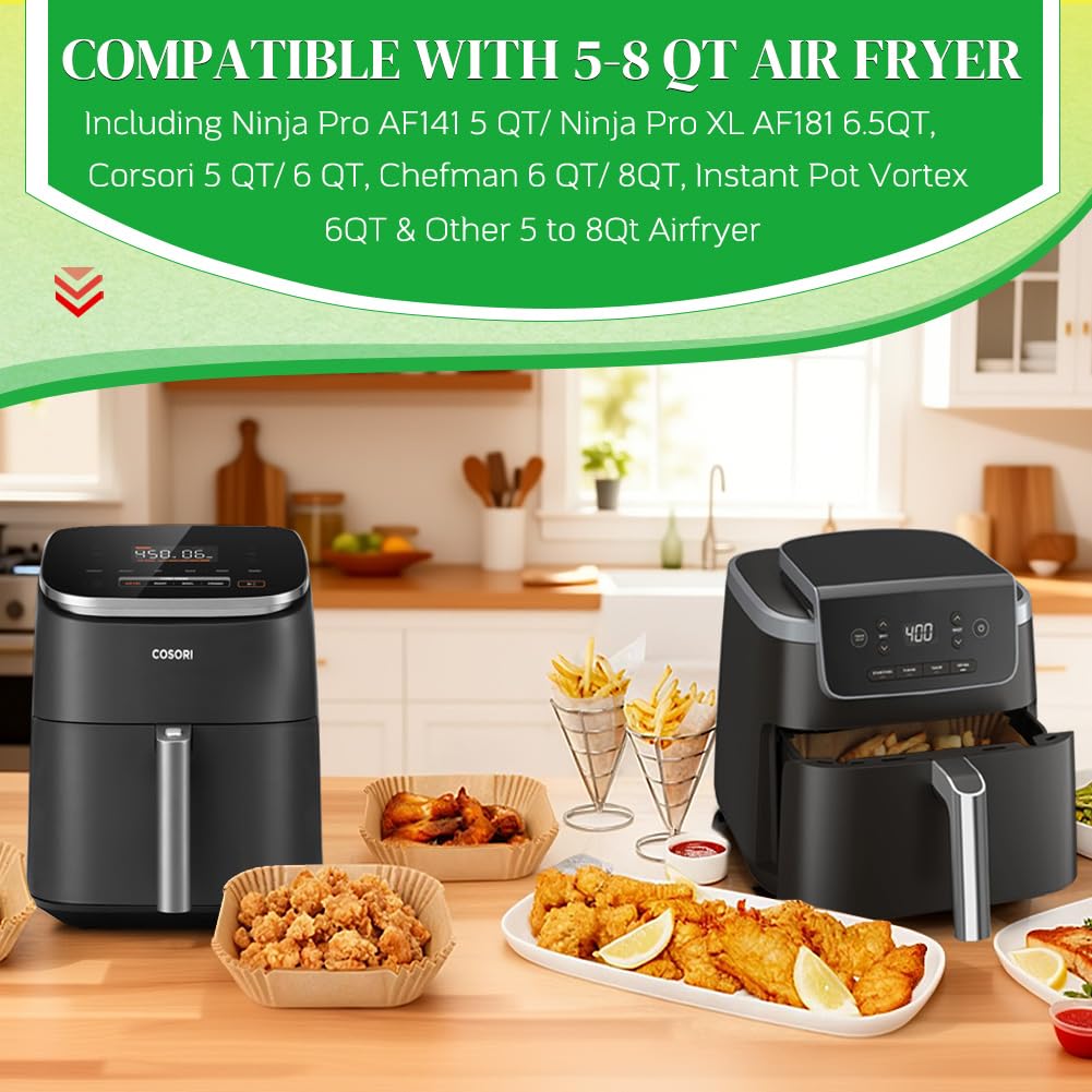 BYKITCHEN liner placed inside air fryer basket for easy food removal