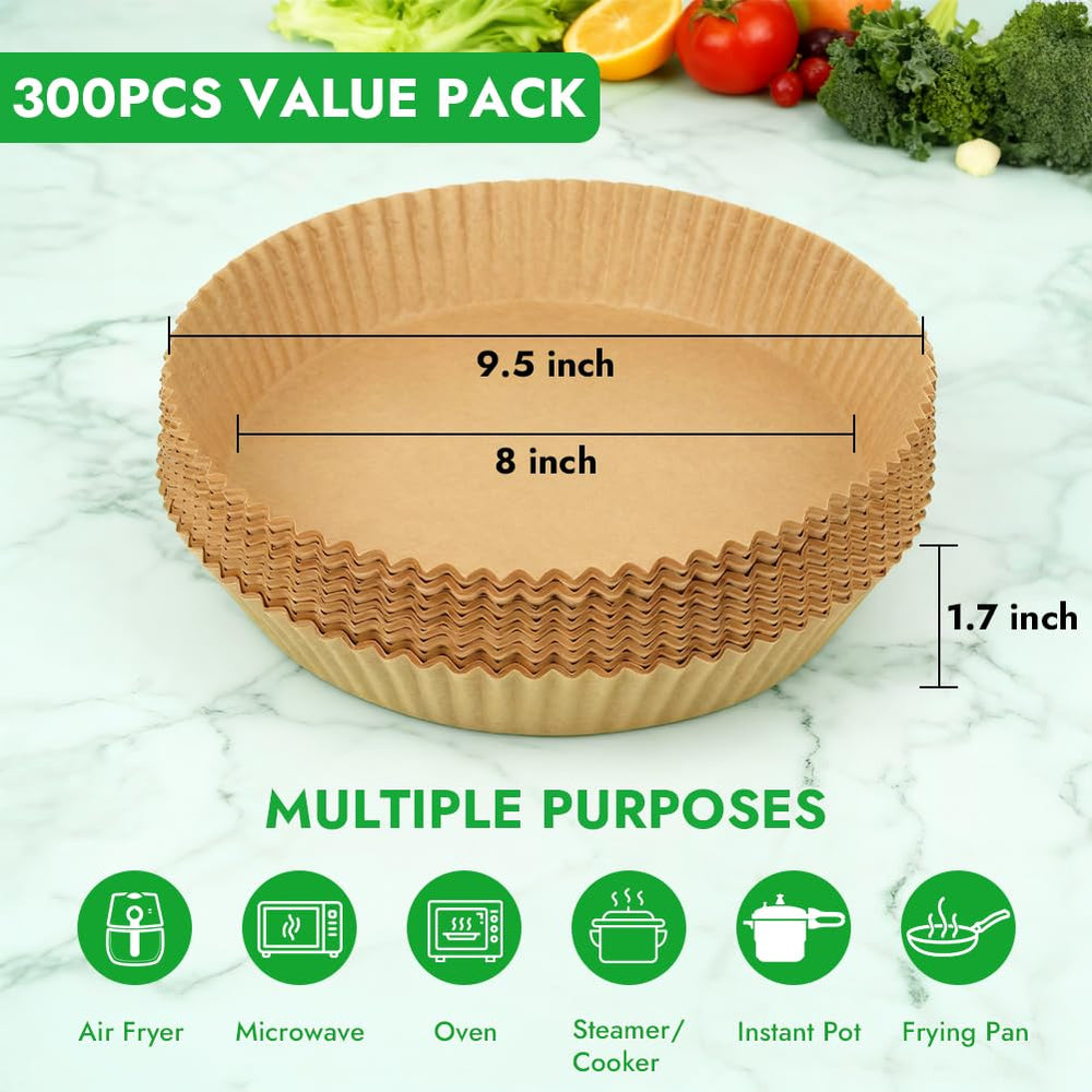 BYKITCHEN single 8-inch liner flat view showing easy basket fit