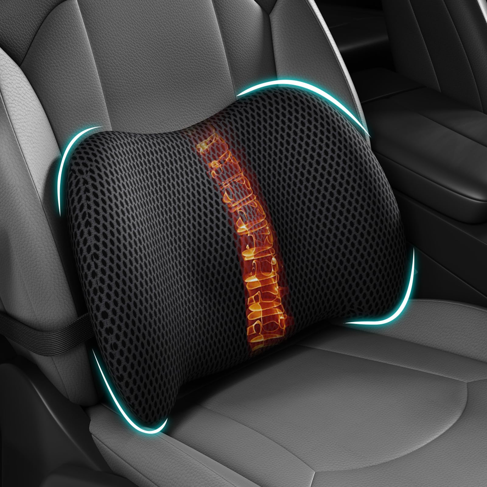 BYMECOST front view of lumbar support pillow showing ergonomic shape and instant comfort