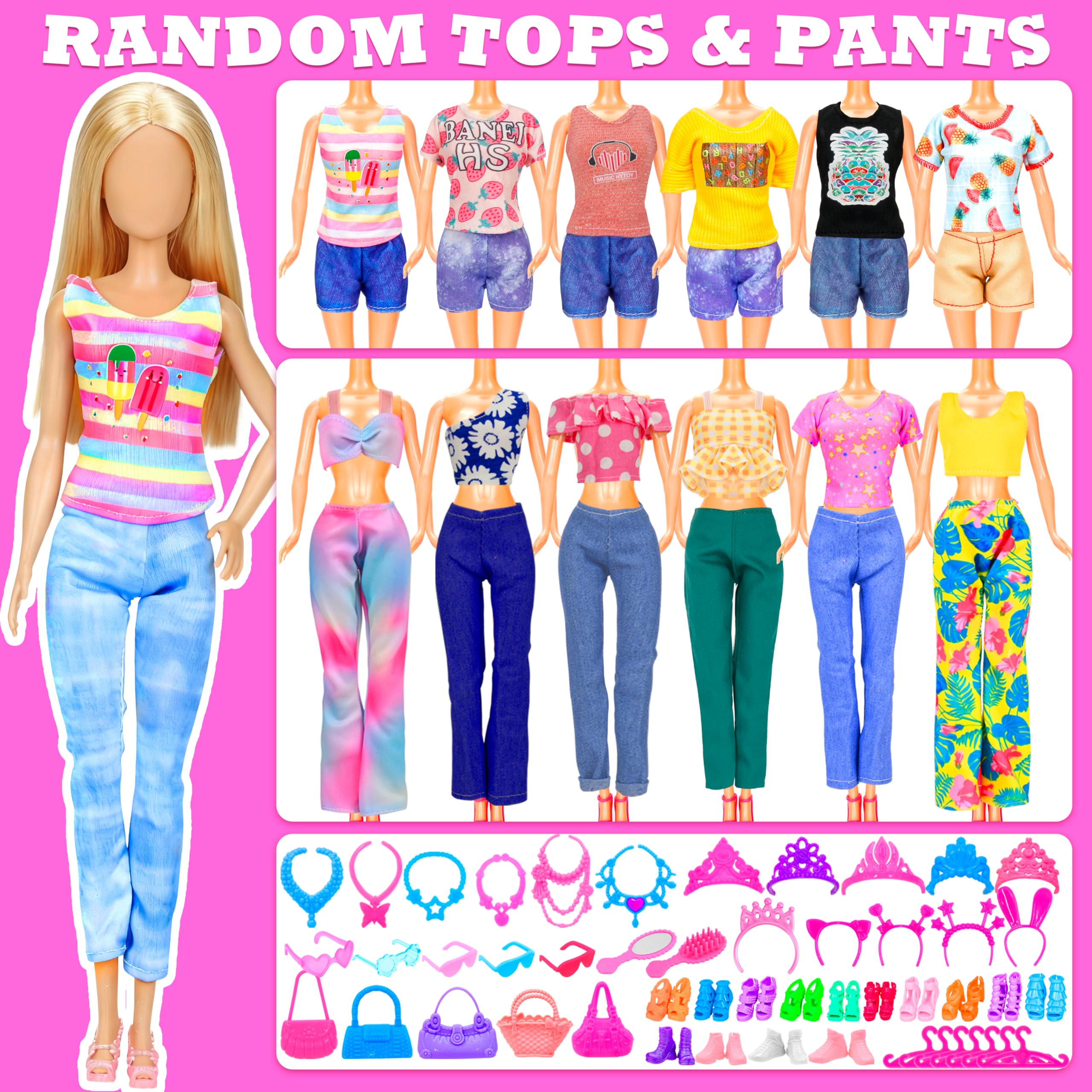 BYMORE doll wearing outfit in play demonstrating easy dressing and styling fun
