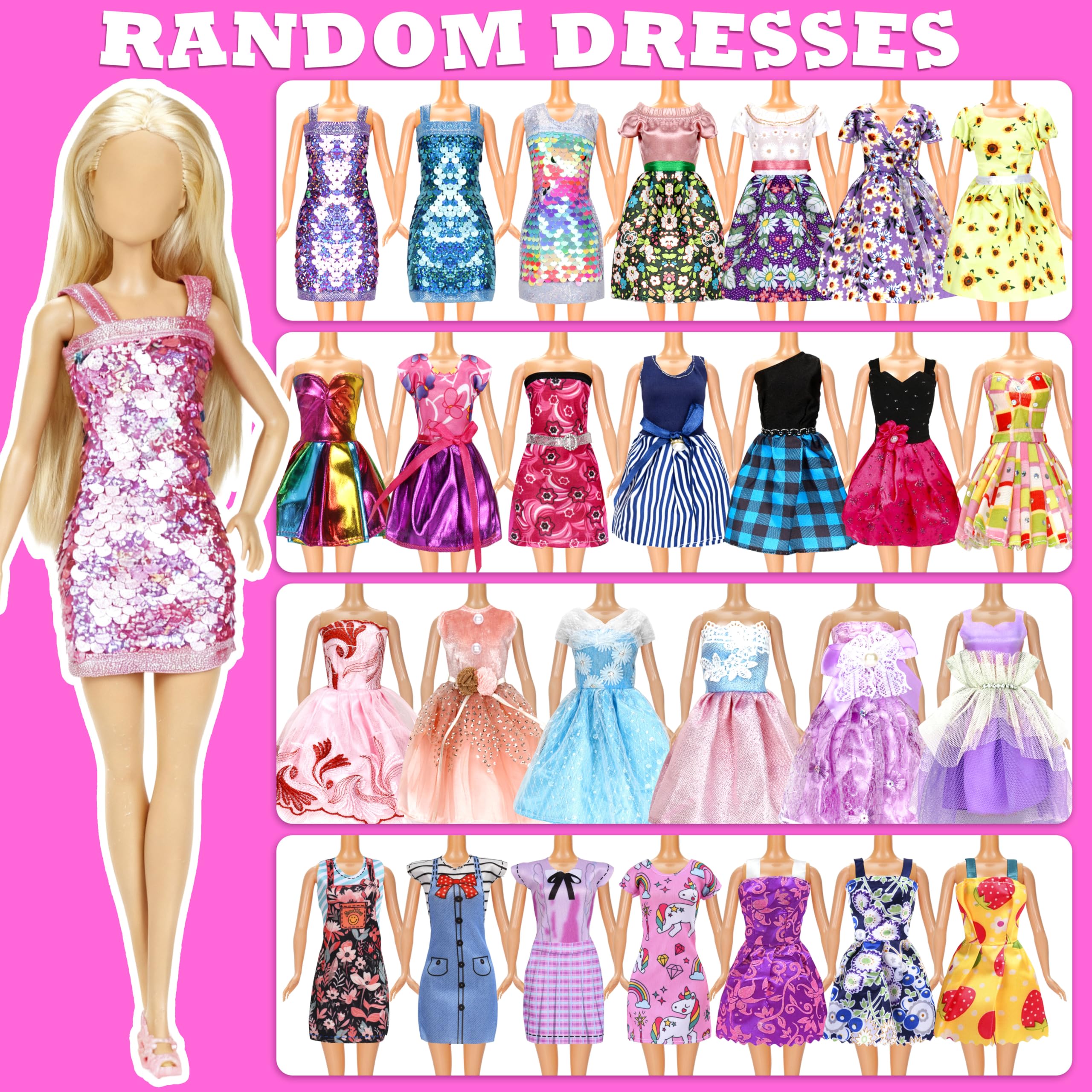 BYMORE dress and accessories flatlay showing mix-and-match options for creativity