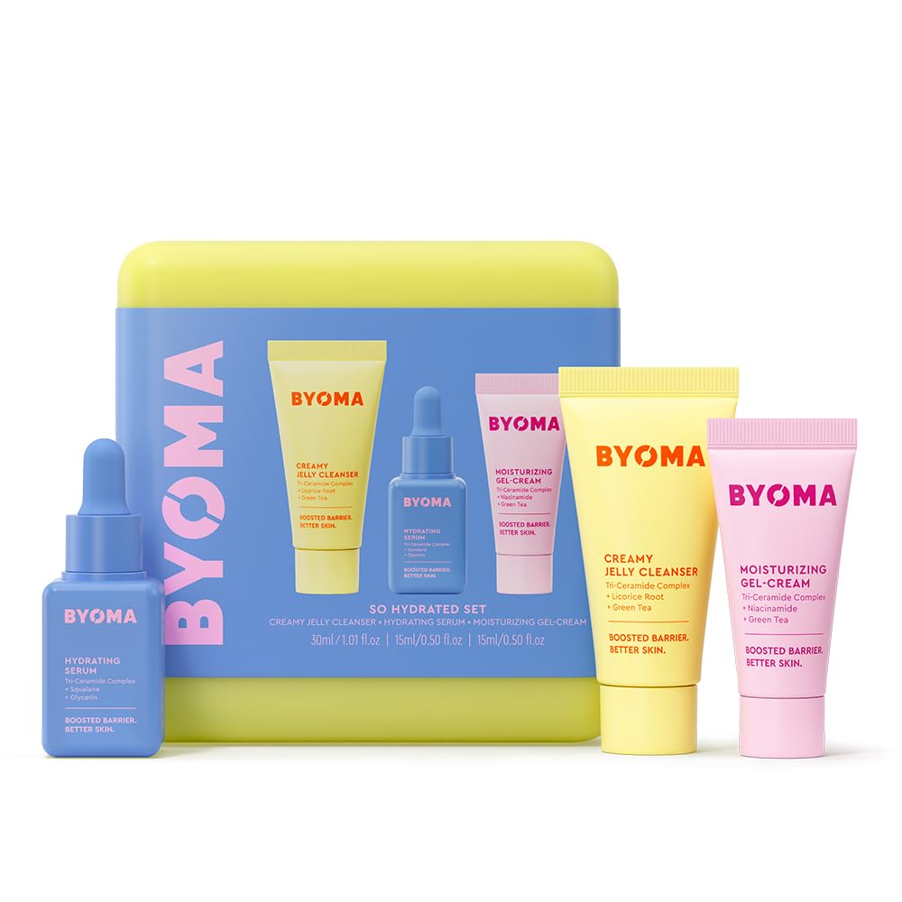 BYOMA front packaging of travel size hydrated set shows convenience and compactness