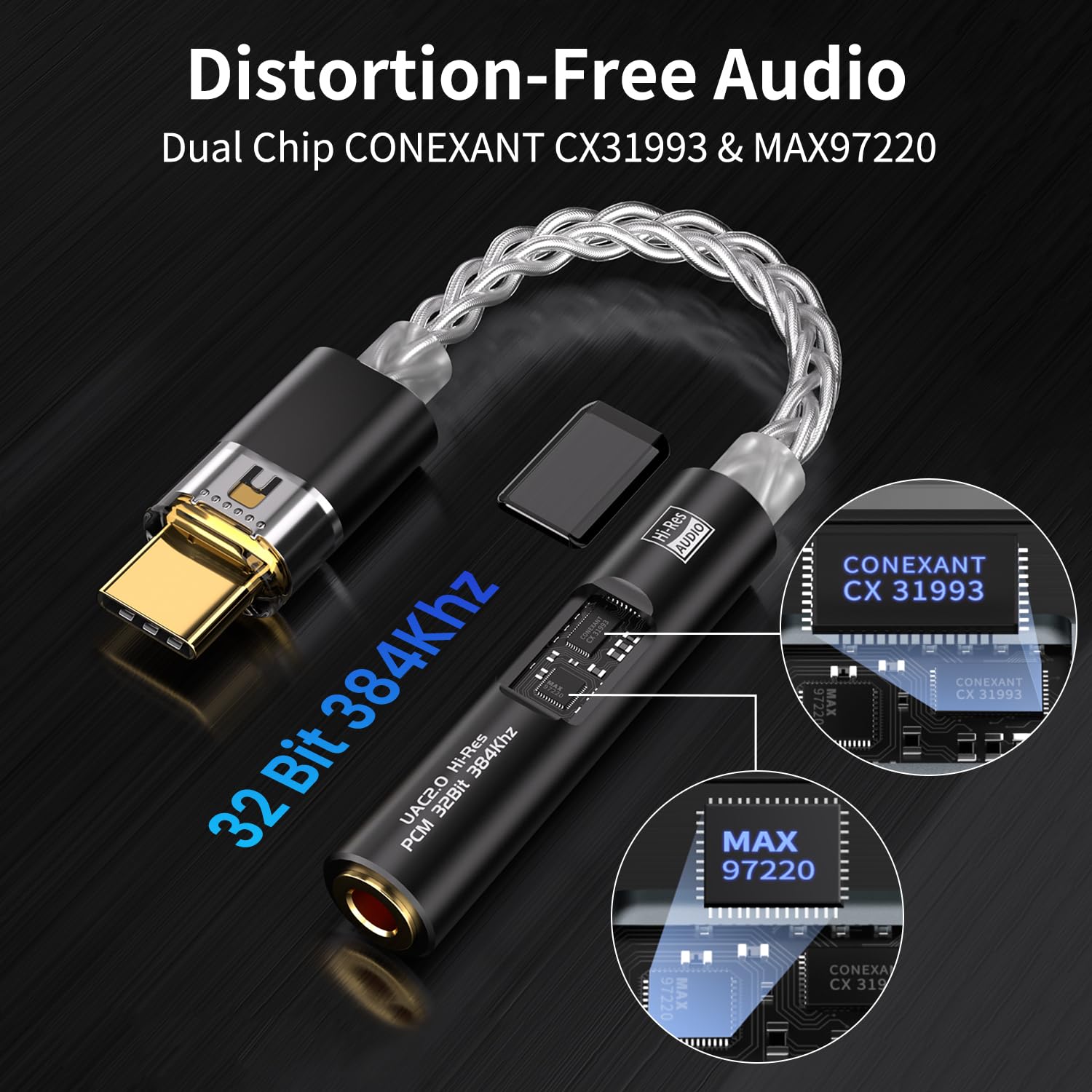 BZINK braided 8-strand copper-silver cable and USB-C connector highlight signal clarity